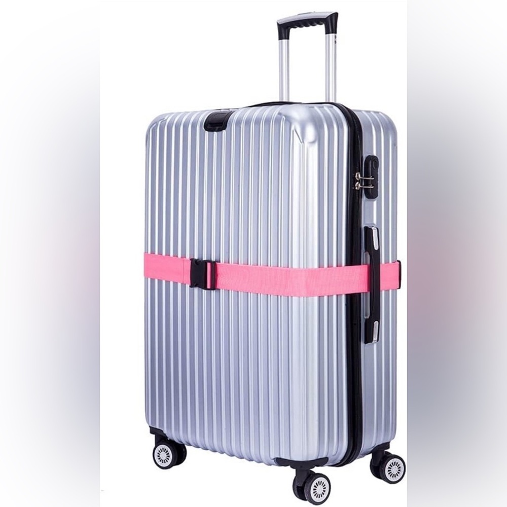 2pk Luggage Straps for Suitcases (Pink) Premium Nylon Belts for Luggage